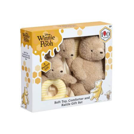 Disney Winnie The Pooh Soft Toy Comforter And Rattle Gift Set