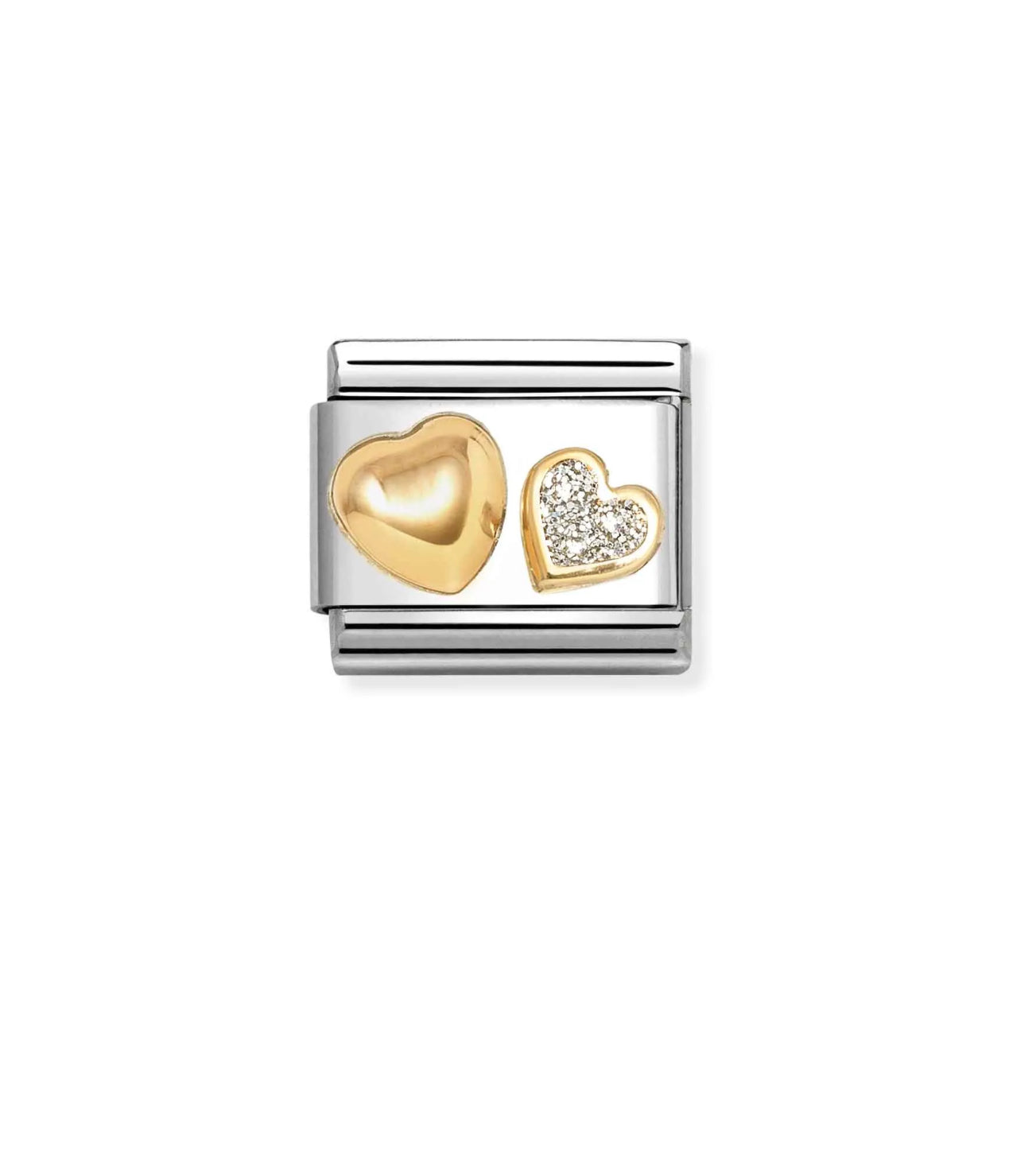 Nomination Classic Glitter Symbols In Steel Enamel And 18k Gold Heart And Rounded Heart 030220/26