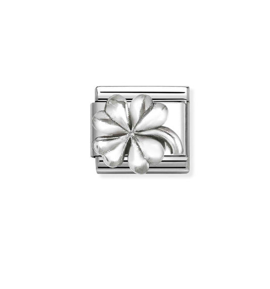 Nomination Classic Oxridized Symbols In Steel And 925 Sterling Silver Four Leaf Clover 330101/96