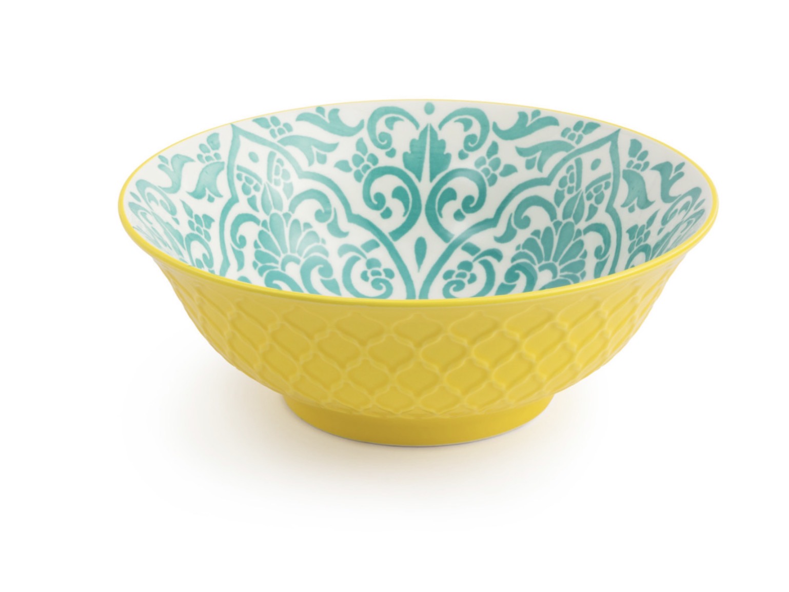 Mikasa Yellow and Blue Geometric Stoneware Ramen Bowl 21cm