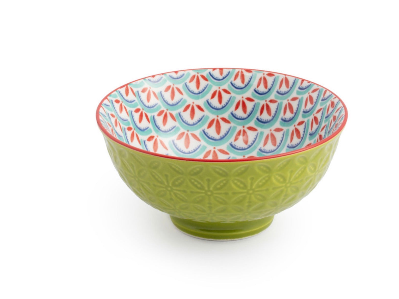 Mikasa Green and Blue Geometric Stoneware Nibble Bowl 12cm