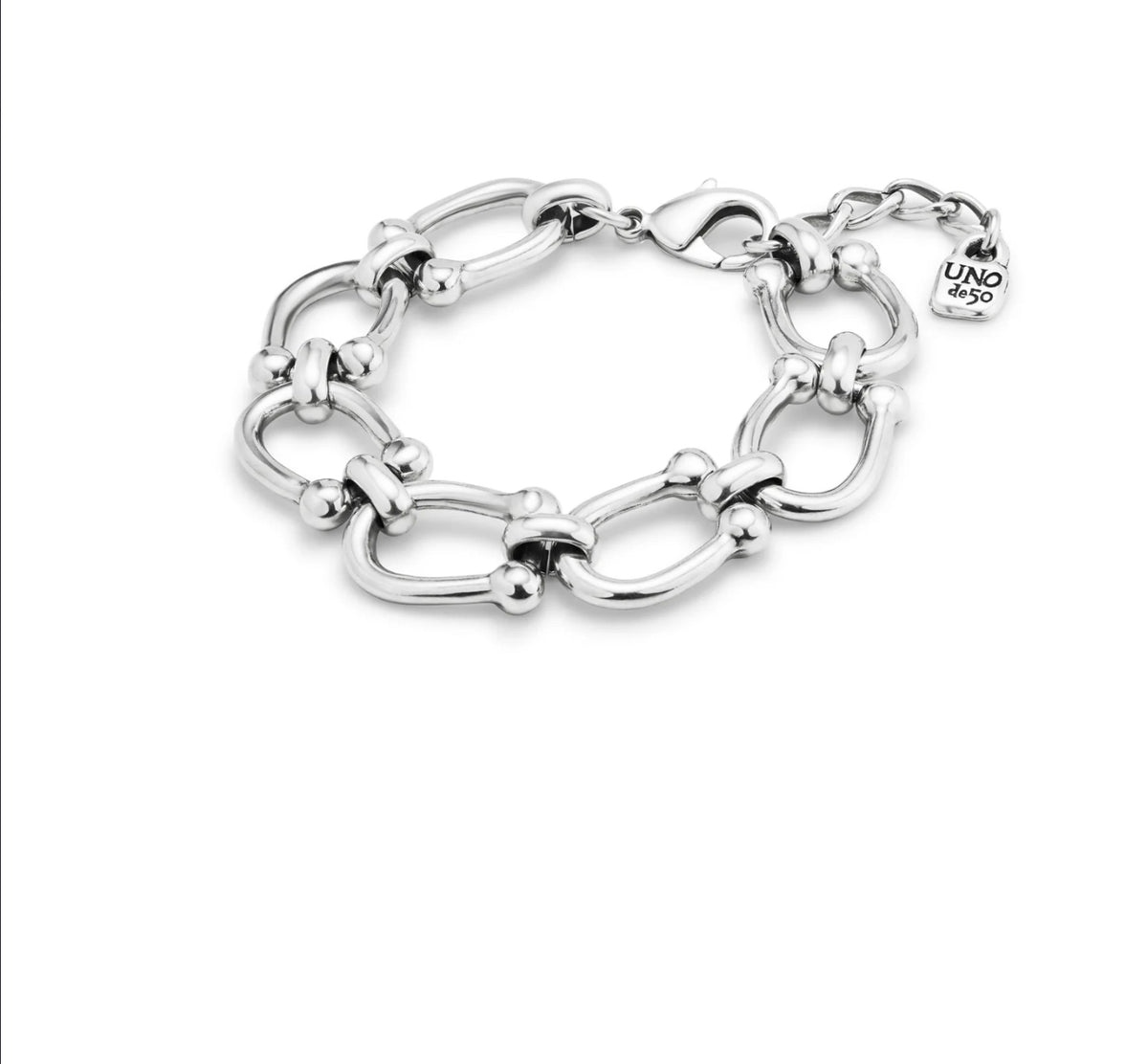 Uno De 50 Serotonin Silver Plated Oval Link Chain Bracelet