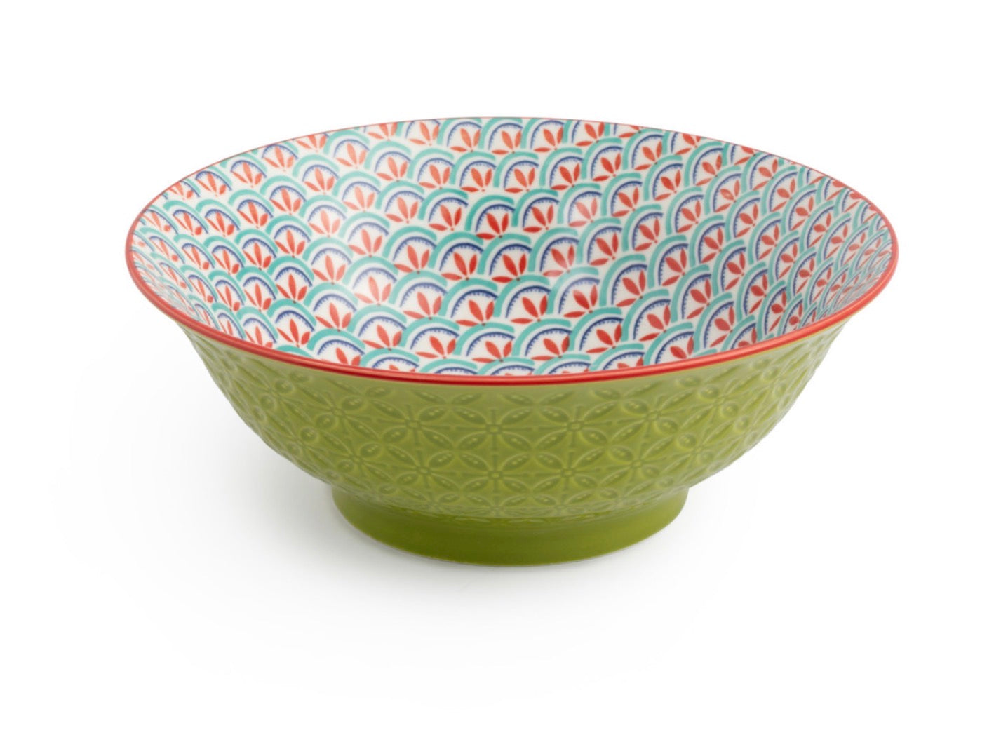 Mikasa Green and Blue Geometric Stoneware Ramen Bowl 21cm