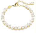 Swarovski Matrix Tennis Bracelet Crystal Pearl Round Cut White Gold Plated