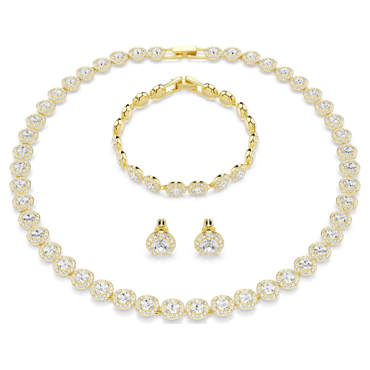 Swarovski Una Angelic Set Round Cut White Gold Tone Plated
