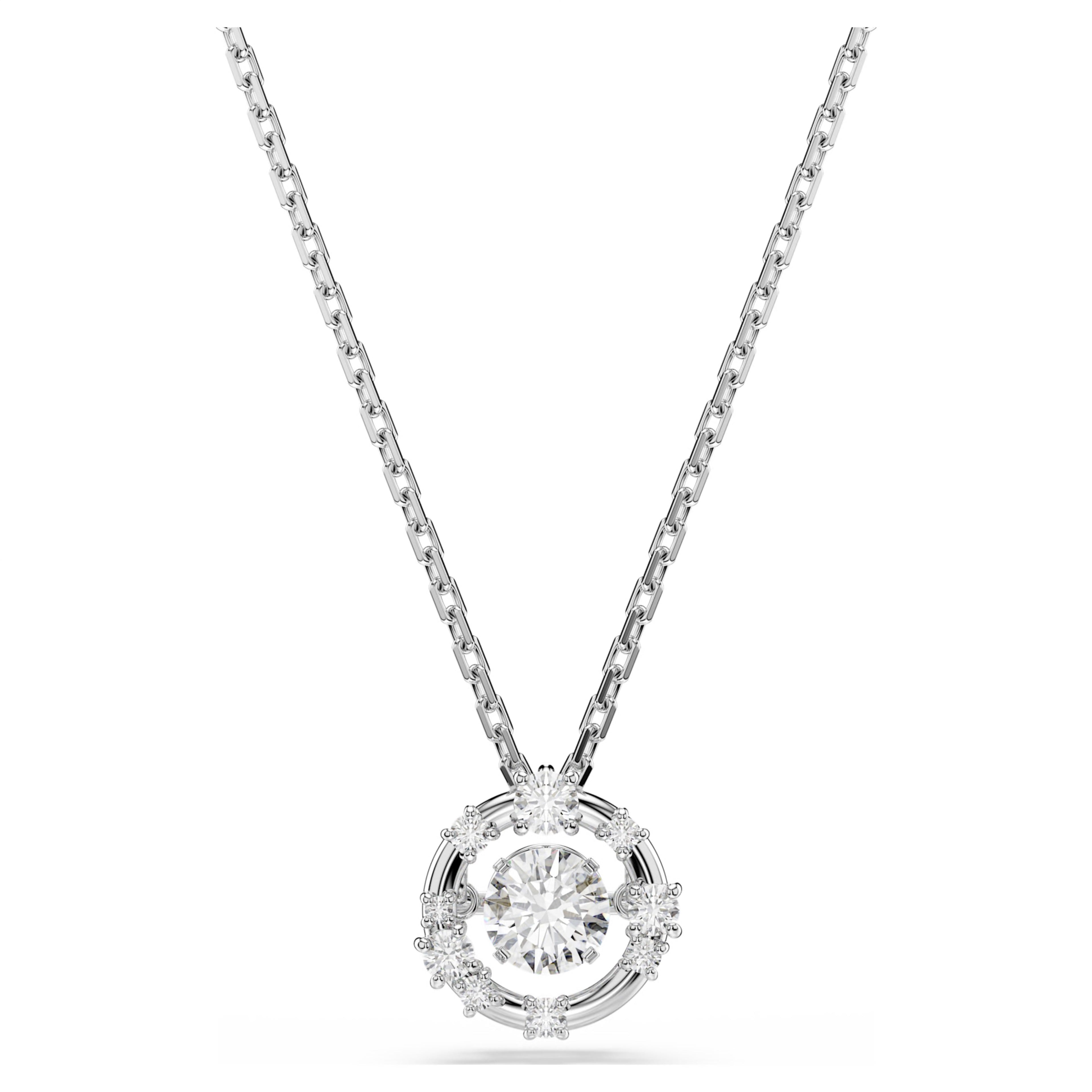 Swarovski Constella Pendant Round Cut Dancing Stone White Rhodium Plated