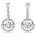 Swarovski Constella Drop Earrings Round Cut Dancing Stone White Rhodium Plated