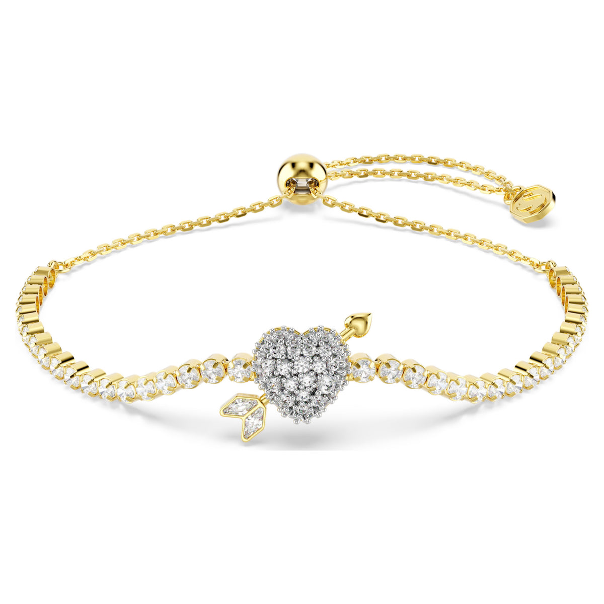 Swarovski Idyllia Bracelet Mixed Cuts Heart With Arrow White Gold Plated