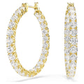 Swarovski Matrix Hoop Earrings Round Cut White Gold Tone Plated