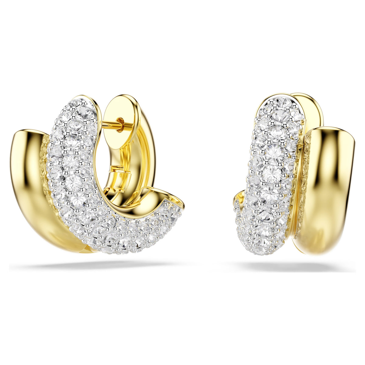 Swarovski Dextera Hoops Earrings Round Cut Mini White Gold Tone Plated
