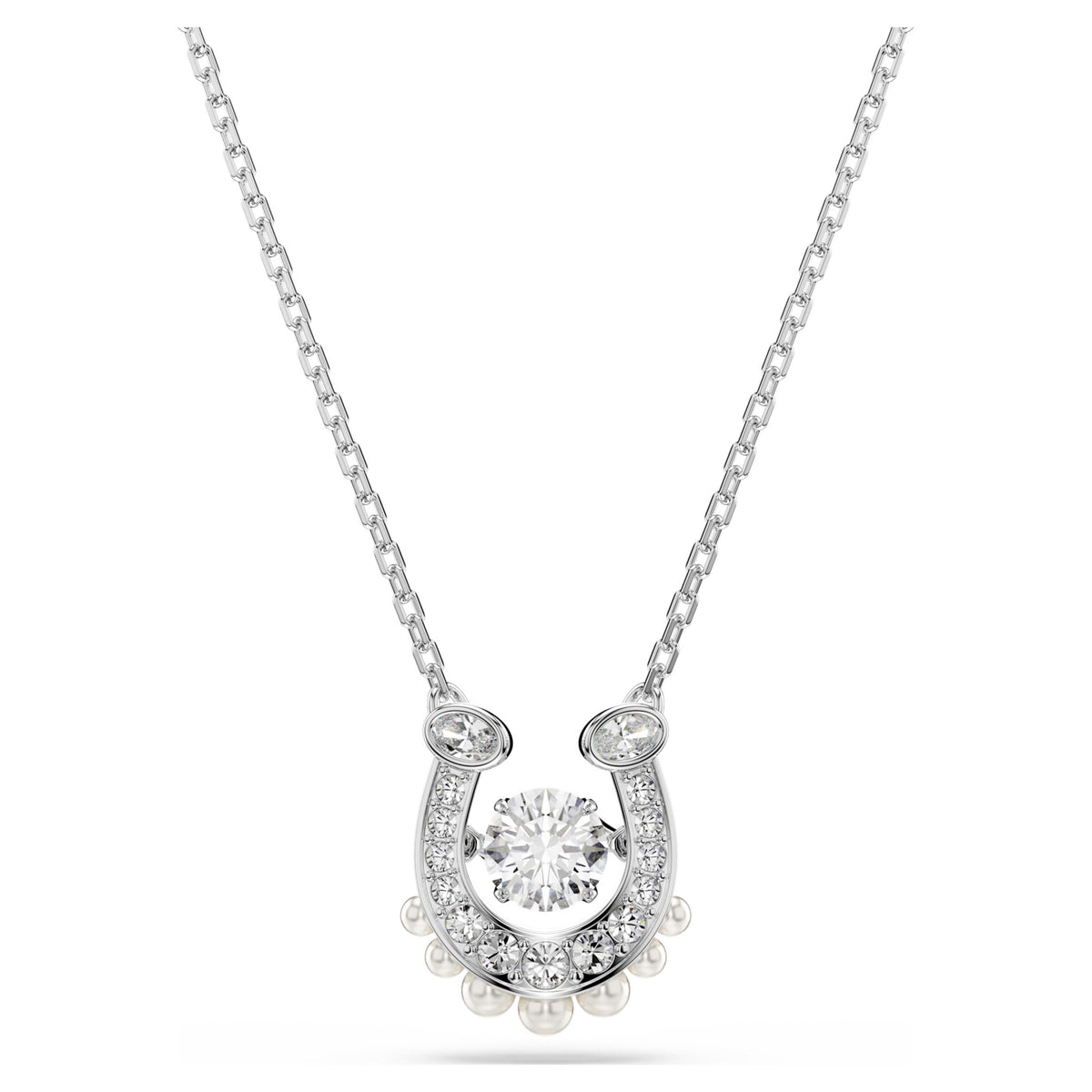 Swarovski Symbolica Pendant Crystal Pearl Round Cut Pavé Horseshoe White