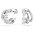 Swarovski Hyperbola Hoop Earrings Round Cut Mini White Rhodium Plated