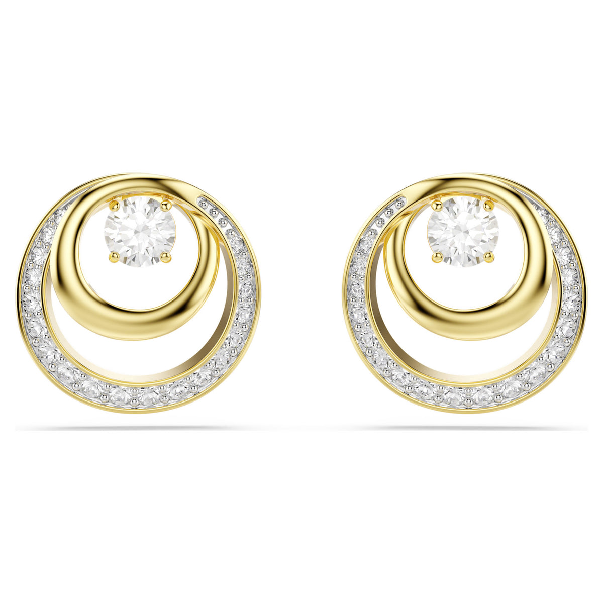 Swarovski Hyperbola Stud Earrings Round Cut White GoldTone Plated