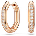 Swarovski Dextera Hoop Earrings Octagon Shape Round Cut Small White RoseGold Plated