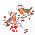 Ambiente Christmas Paper Napkins Robins White