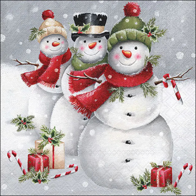 Ambiente Christmas Paper Napkins Smiling Snowmen