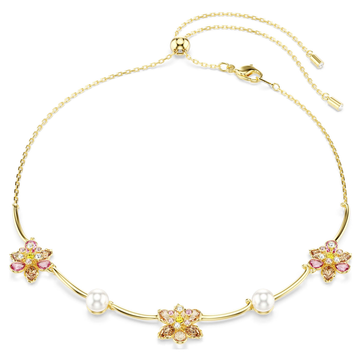 Swarovski Idyllia Necklace Crystal Pearl Mixed Cuts Flower Multicoloured 18k Gold Plated