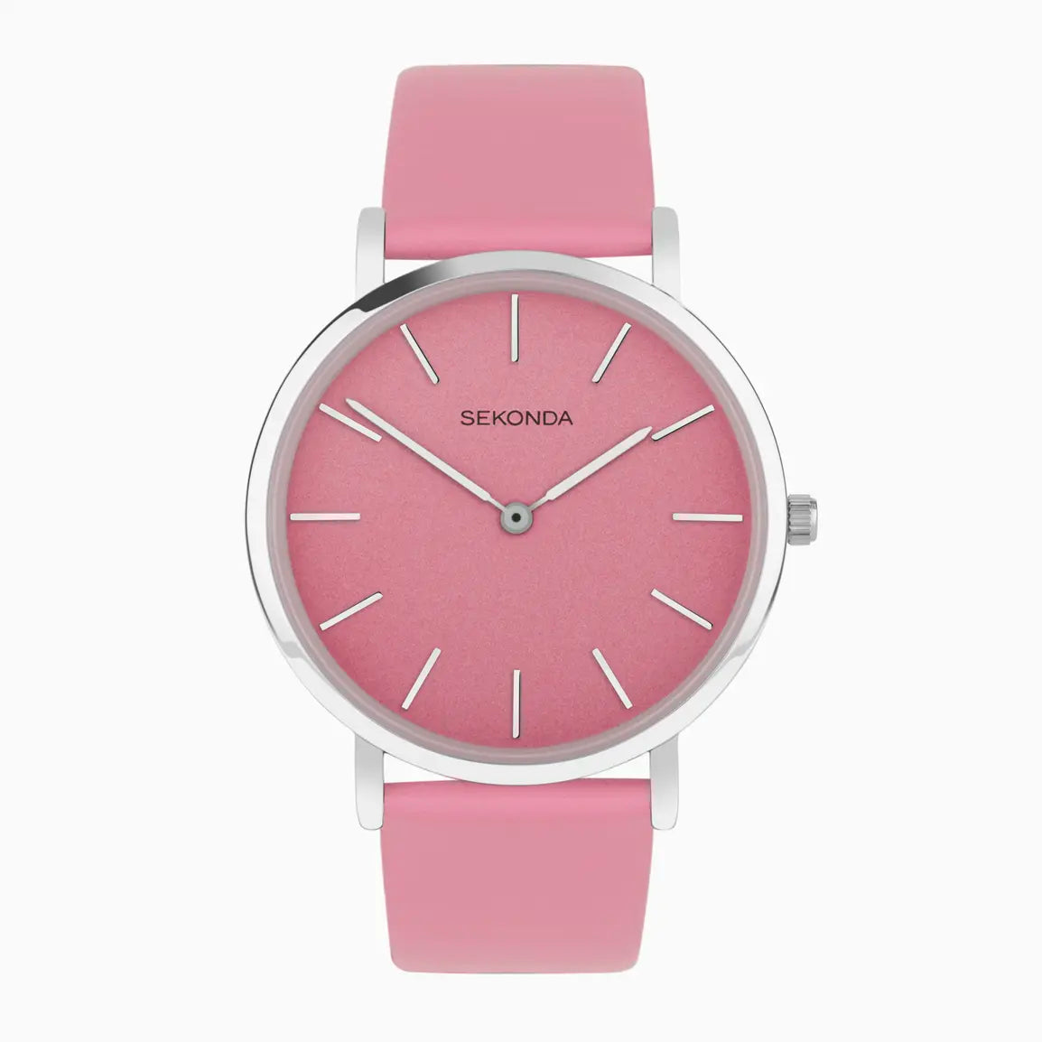 Sekonda Minimal Ladies Watch | Silver Alloy Case & Pink Leather Strap with Pink Dial |