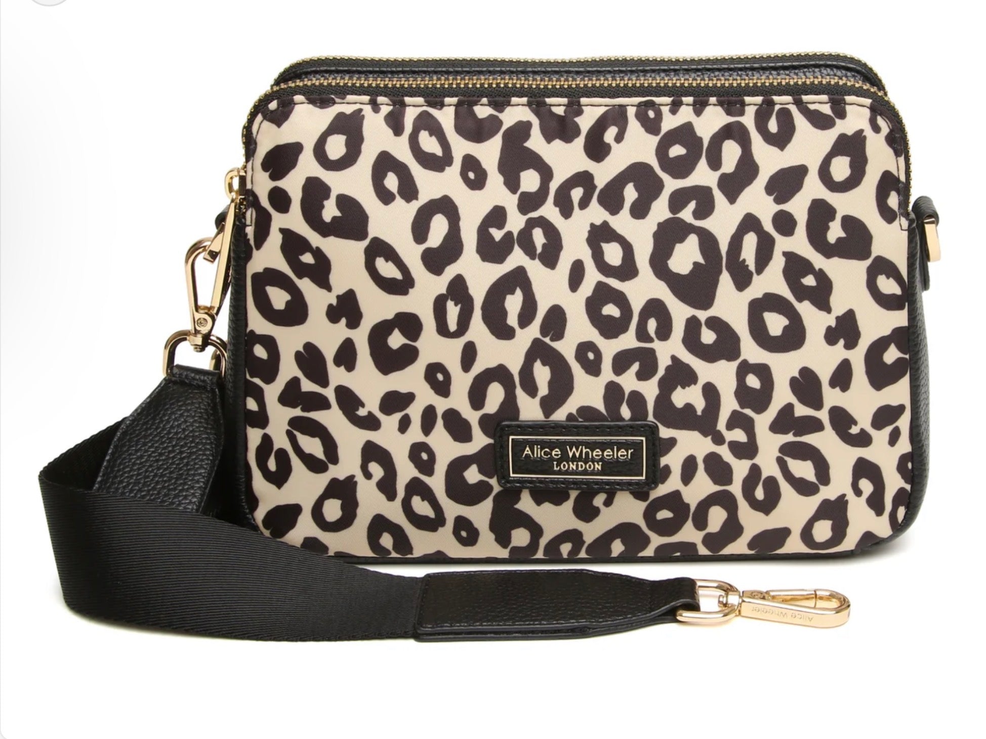 Alice Wheeler Leopard - Dual Double Zip Crossbody Bag