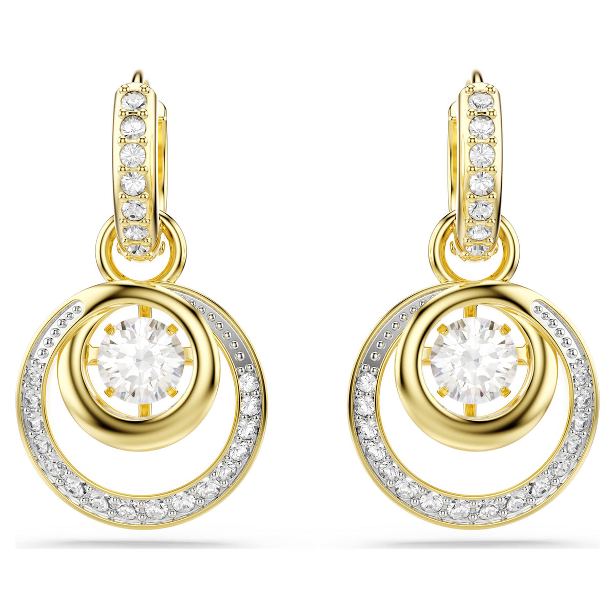 Swarovski Hyperbola Drop Earrings Round Cut White 18k Gold