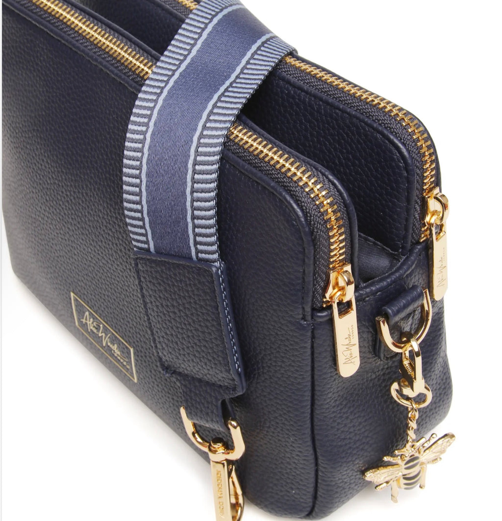 Alice Wheeler Navy - Dual Double Zip Crossbody Bag
