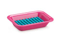 Zeal Soap Dish Two Part Melamine Neon Pink With Aqua Silicone Inner