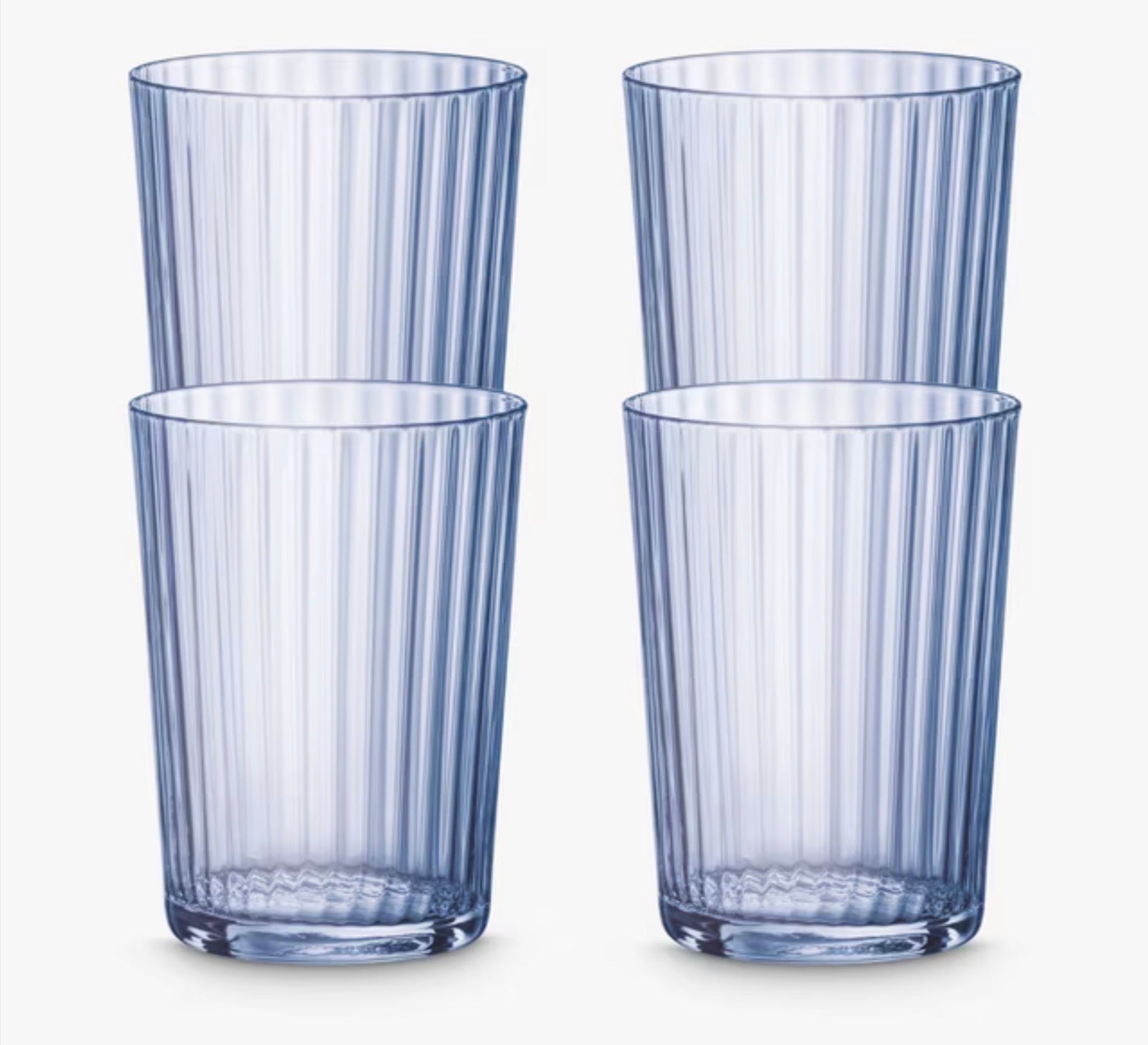 Bormioli Rocco Exclusiva Fluted Highball Glasses Pack of 4, 500ml Blue