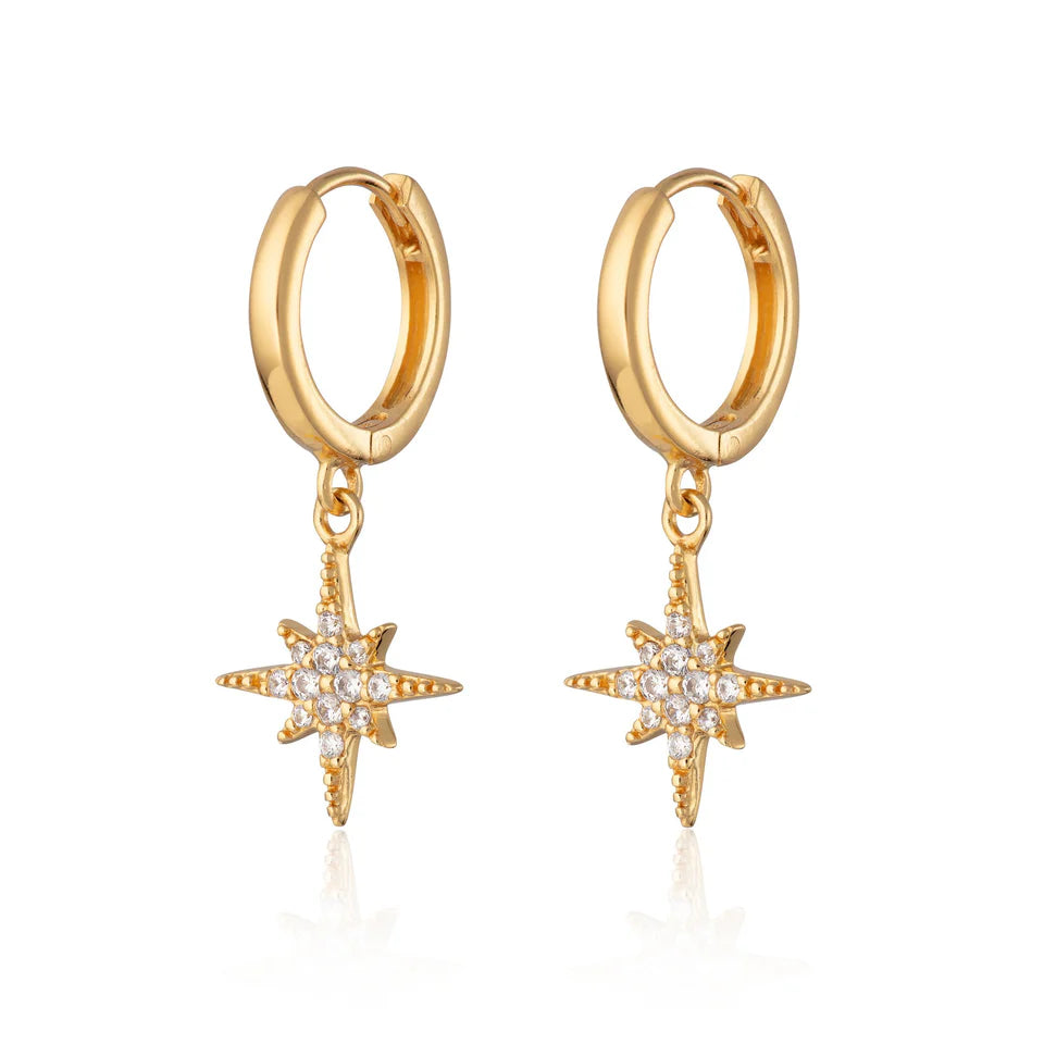 Scream Pretty Starburst Hoop Earrings 18k Gold Plated Sterling Silver