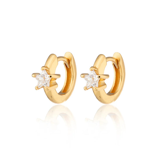 Scream Pretty Sparkling Single Star Huggie Earrings 18k Gold Plated Sterling Silver