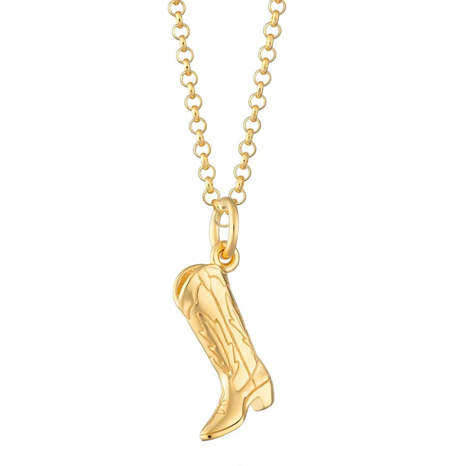 Scream Pretty Cowboy Boot Necklace 18k Gold Plated Sterling Silver