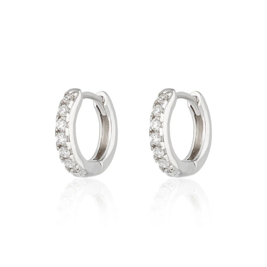Scream Pretty Huggie Earrings With Clear Stones Sterling Silver