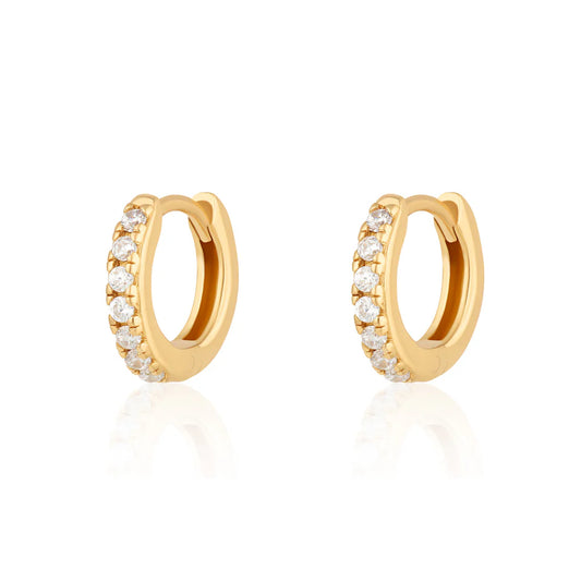 Scream Pretty Huggie Earrings With Clear Stones 18K Gold Plated