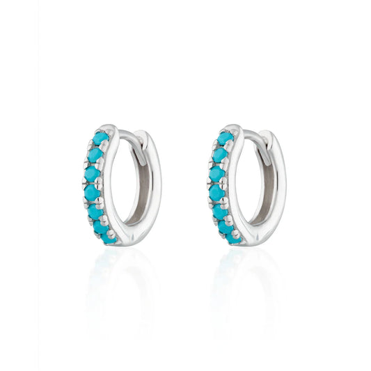 Scream Pretty Huggie Earrings With Turquoise Stones Sterling Silver