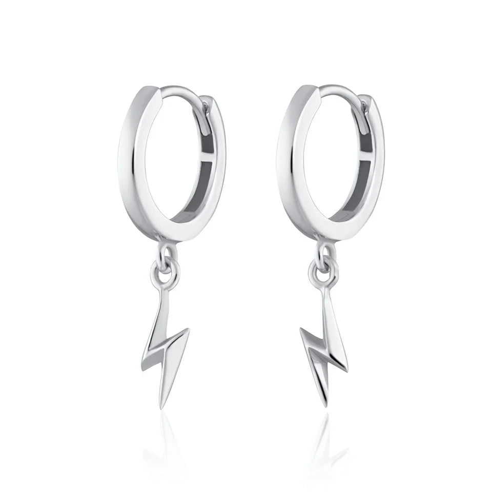 Scream Pretty Lightning Bolt Charm Hoop Earrings Sterling Silver