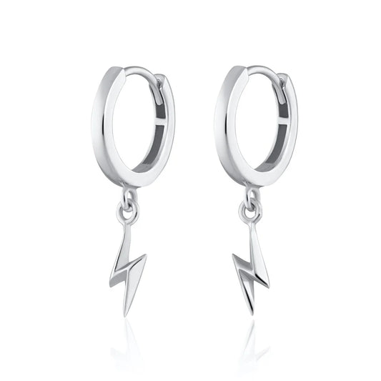Scream Pretty Lightning Bolt Charm Hoop Earrings Sterling Silver