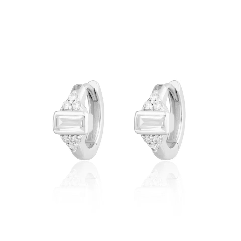 Scream Pretty Audrey Huggie Earrings With Clear Stones Sterling Silver