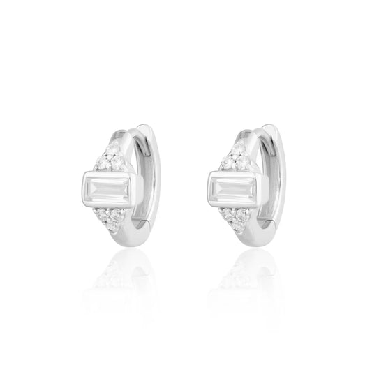 Scream Pretty Audrey Huggie Earrings With Clear Stones Sterling Silver