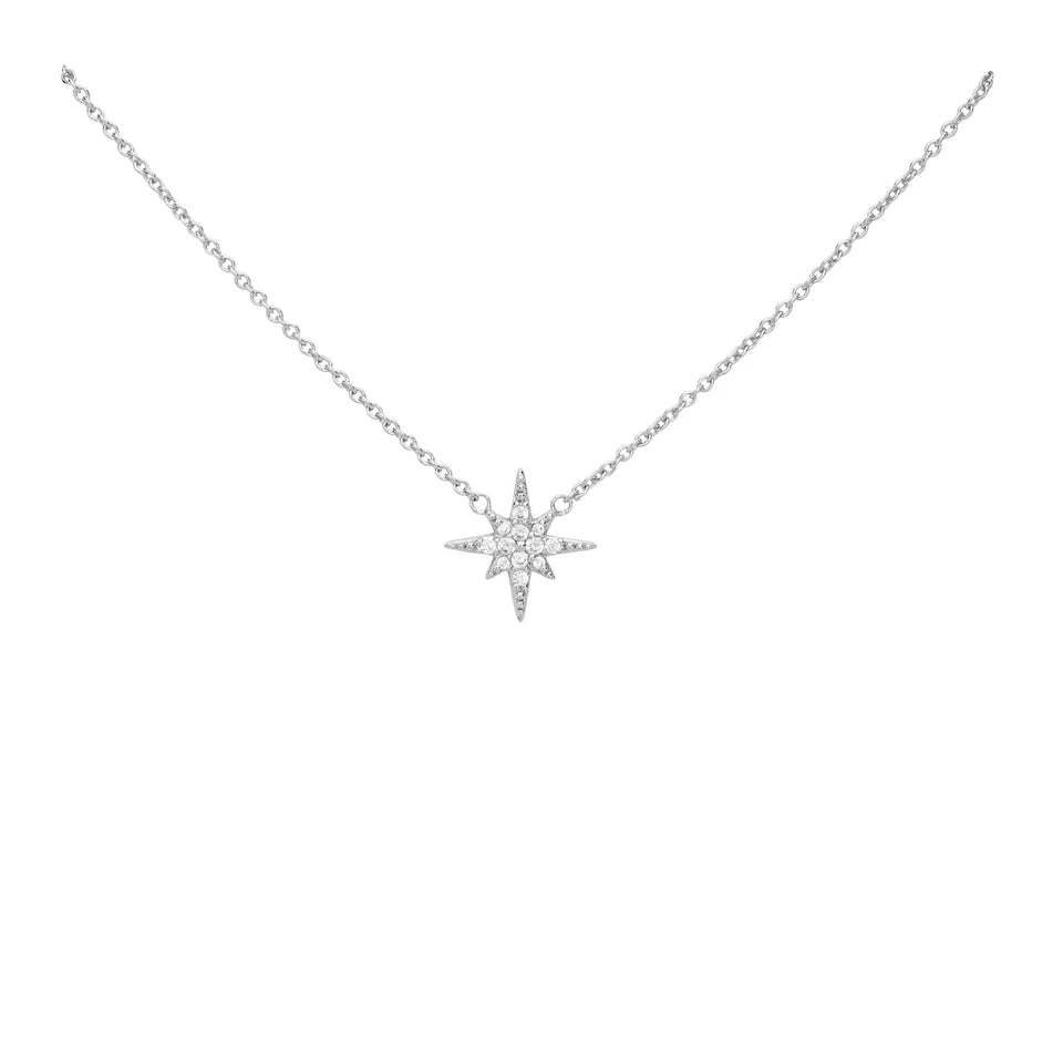Scream Pretty Starburst Necklace With Slider Clasp Rhodium Plated