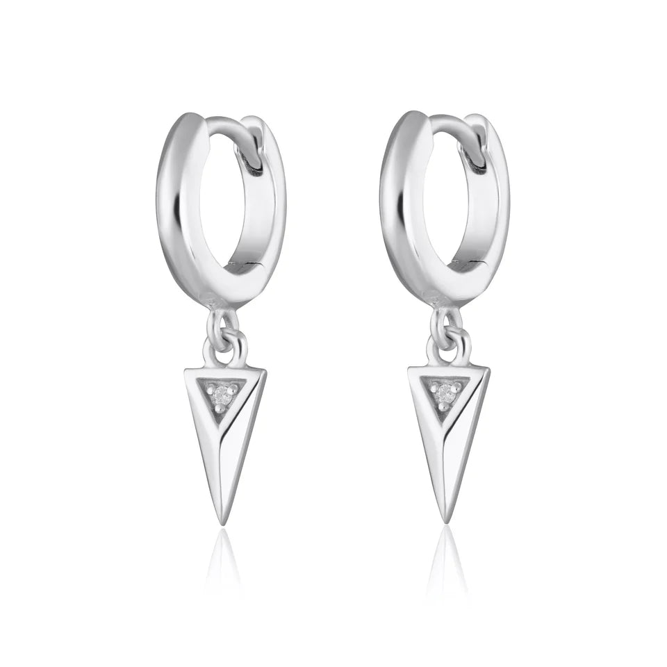 Scream Pretty Rebel Charm Hoop Earrings Rhodium Plated Sterling Silver