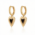 Scream Pretty Black Heart Charm Hoop Earrings
