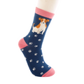 Miss Sparrow Cute Jack Russells Socks Navy