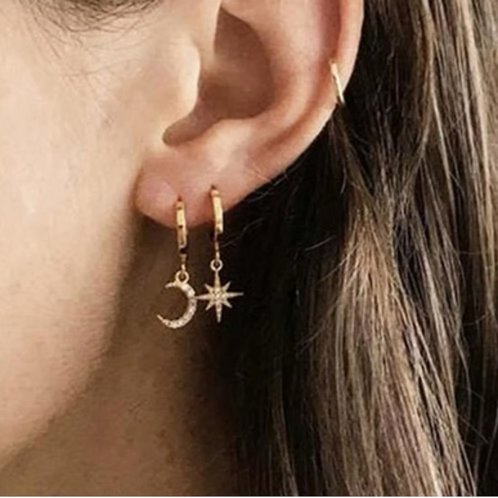 She Is Beautiful Star And Moon Gold Huggies