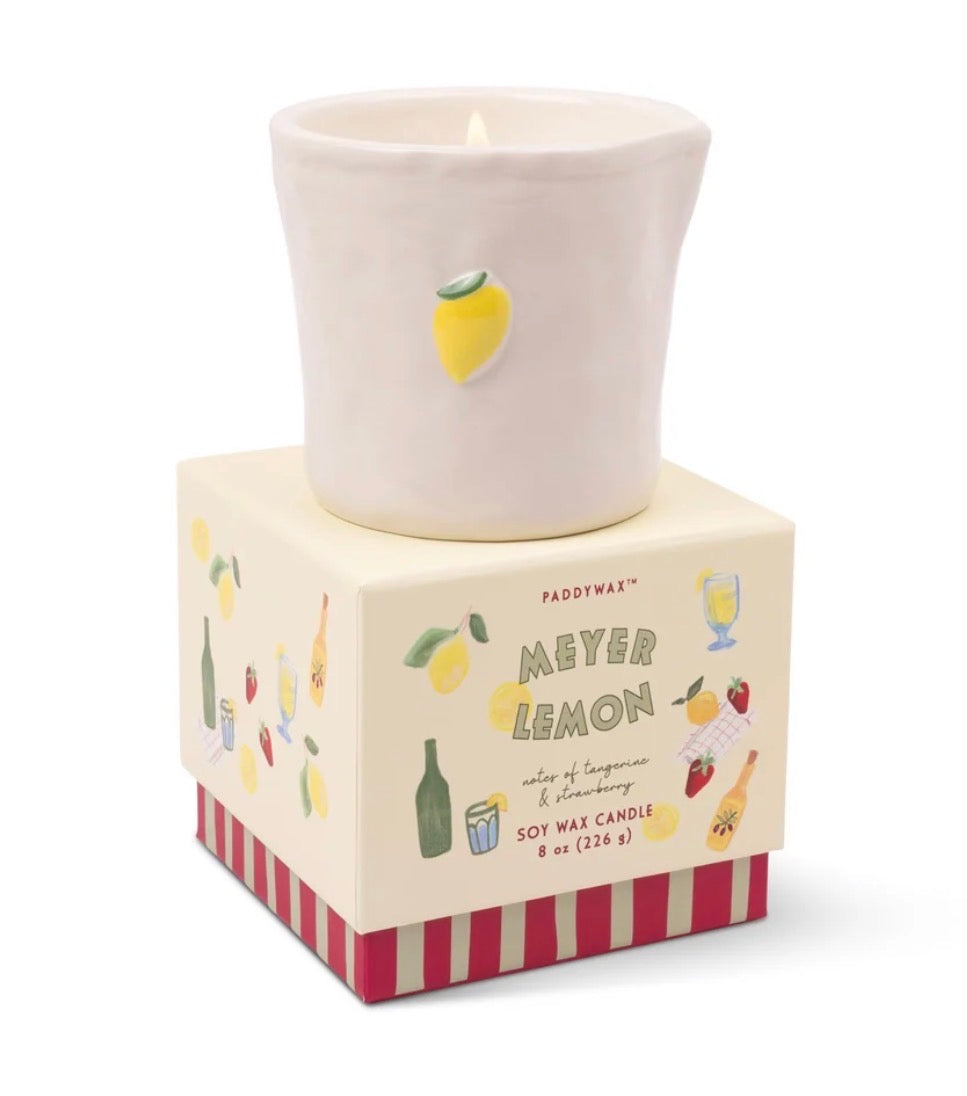 Paddywax Bistro Meyer Lemon Tangerine & Strawberry 8 oz Candle in Box