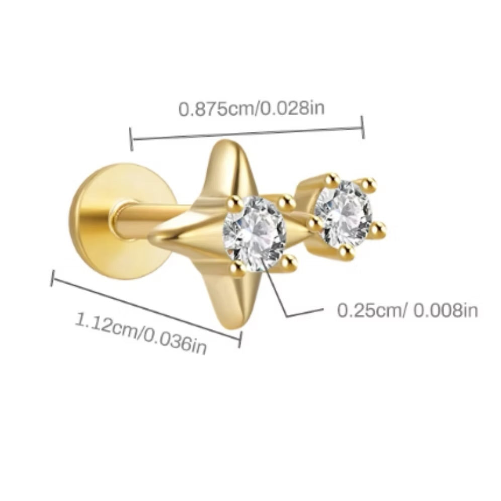 She Is Beautiful Star Labret Stud Gold