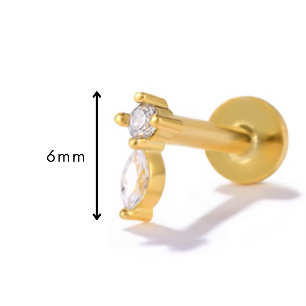 She Is Beautiful Teardrop Labret Stud Gold