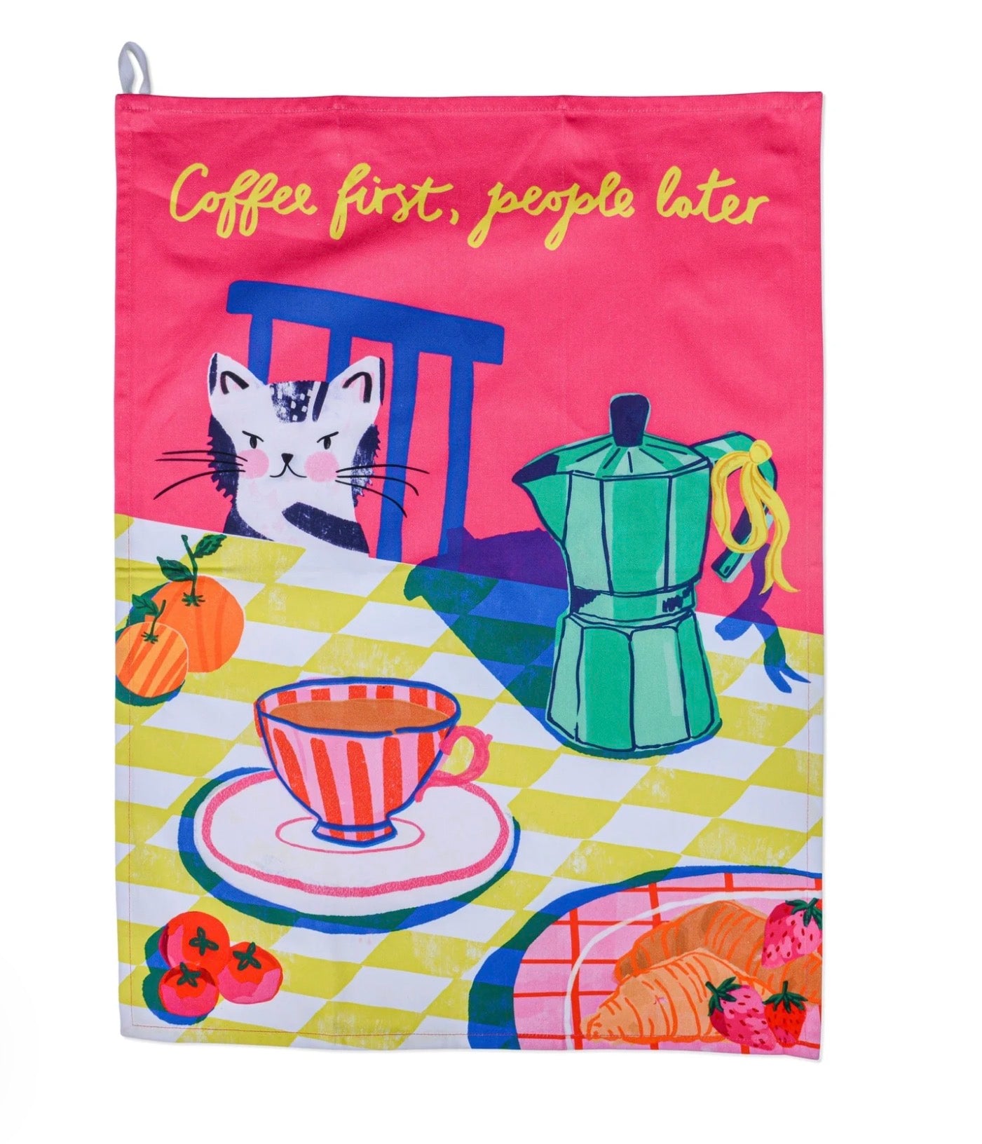 Coffee First, People Later’ Cotton Tea Towel