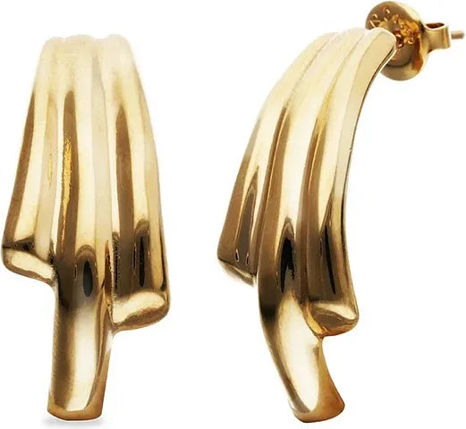 Uno De 50 Stud Earrings Gold With Elongated Organic Shapes