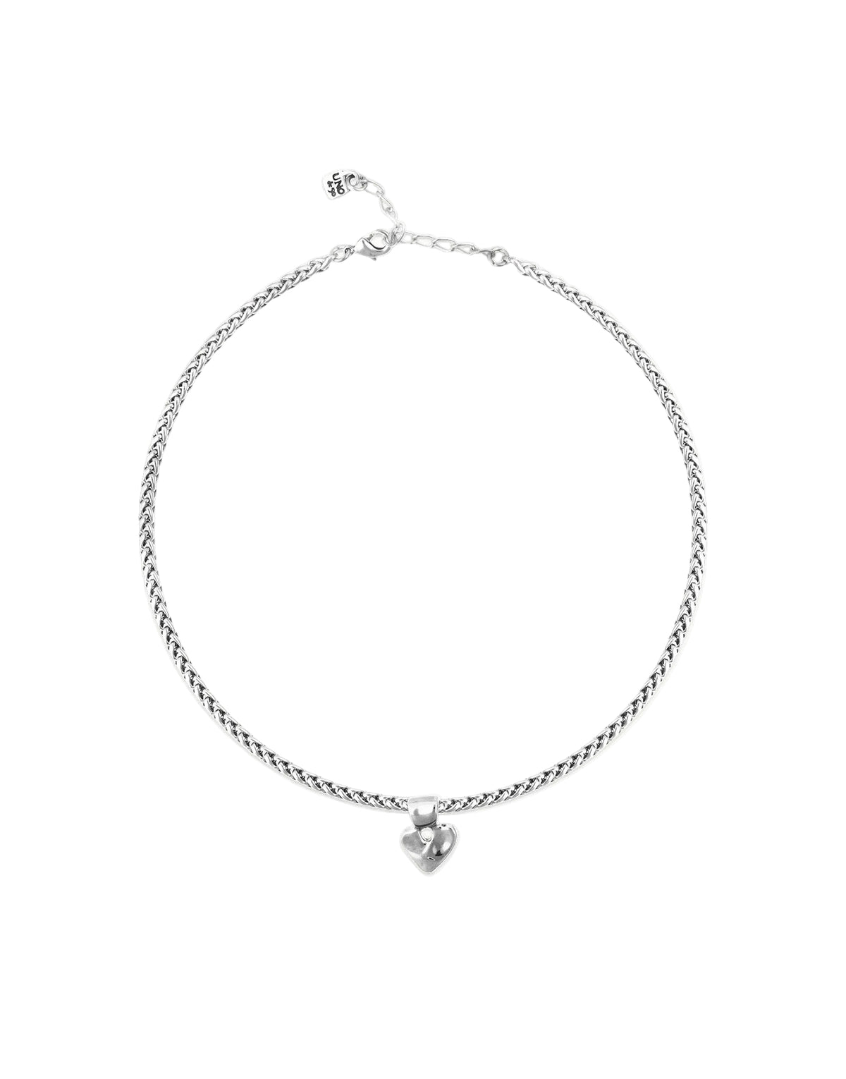 Uno De 50 Short Silver Chain Necklace With Small Heart Detail