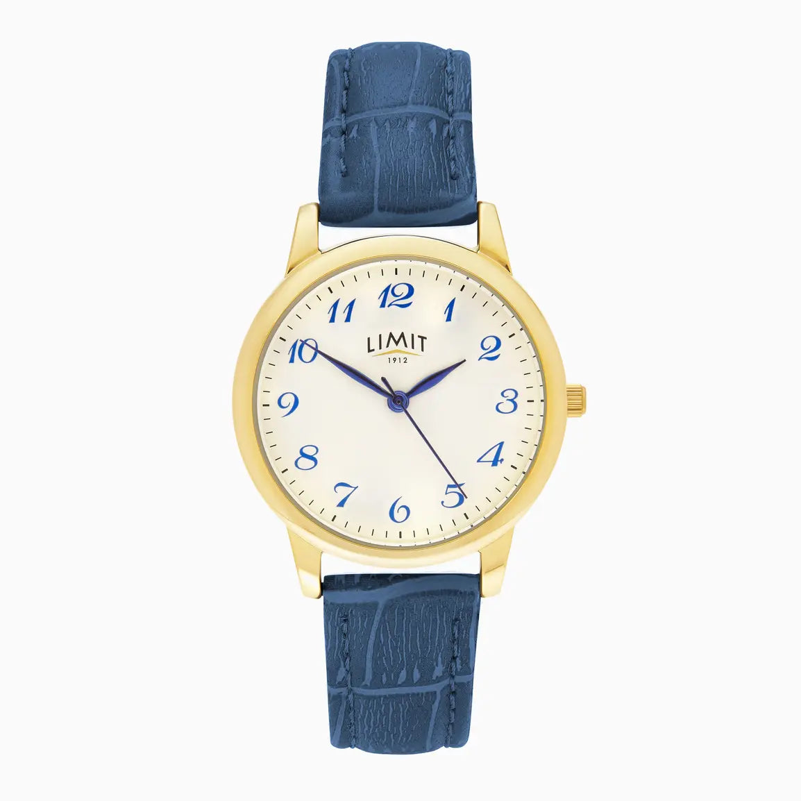 Men’s Classic Limit Blue Gold Case & PU Strap with White Dial