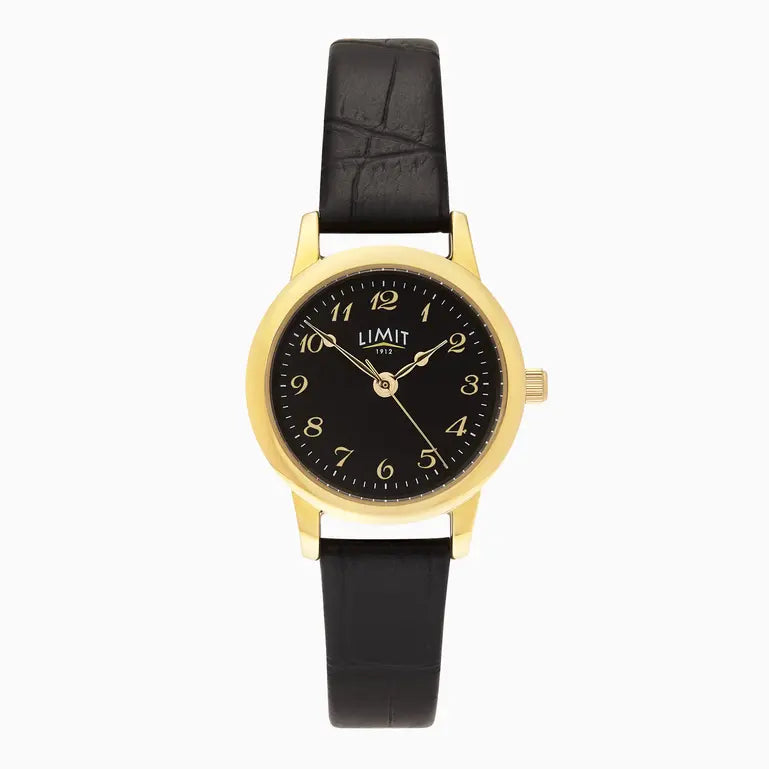 Limit Ladies Watch Gold Case And PU Strap with black Dial